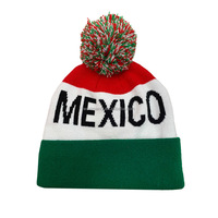 Chapeau en tricot à pompon unisexe en acrylique coloré avec motif de drapeau du Maroc, impression personnalisée de logo, design gratuit, tendance populaire