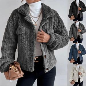 Cappotto Casual in peluche da <span class=keywords><strong>donna</strong></span> per l'autunno inverno comodo con risvolto addensato lungo <span class=keywords><strong>abbigliamento</strong></span> per adulti - Product Image 2