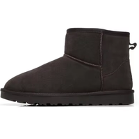 Bottes de neige Bottes courtes pour femmes en cuir et fourrure All-match Ladies Cotton Shoes Plus Velvet Thickened Cowhide Boots