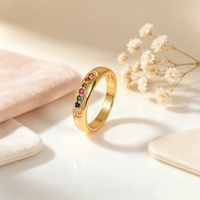 Personalisierter wasserdichter, anlaufgeschützter Zirkonia-Eternity-Ring mit Regenbogen-Geburtssteinen für Hochzeiten und besondere Anlässe