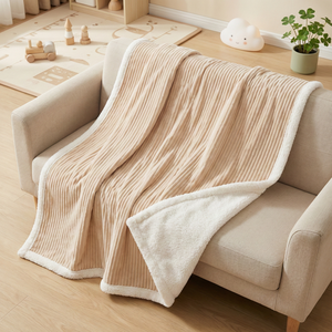 Manta de Hotel Reversible de Doble Cara |   Manta versátil 2 en 1 de franela acanalada y terciopelo To Shu |   Pedido al por Mayor a Bajo Precio - Product Image 1