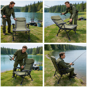 Factory Wholesale Lightweight 180KG Heavy Duty <b>Foldable</b> Portable Fishing Chair Retractable Backrest Reinforced 600D Oxford - Product Image 3