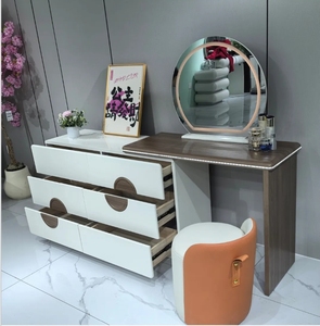 Modern Makeup Vanity <b>Dressing</b> <b>Table</b> <b>with</b> LED Mirror <b>Storage</b> Drawers Bedroom - Product Image 3