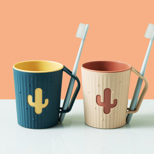 Cartoon Toothbrush Cup Double Wall Thickened Durable For Couples Bathroom Use - Product Image 1
