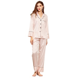 Fung 6001 nuevo de tipo de producto manga larga Pjama mejor calidad bata de seda de Blush pijama - Product Image 1