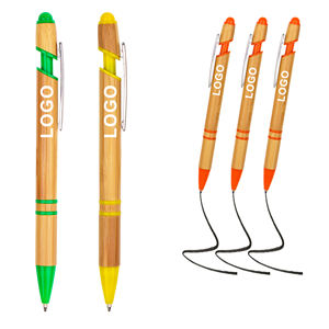 Stylo à bille promotionnel en bambou recyclé avec logo personnalisé imprimé au laser, largeur d'écriture de 1,00 mm pour la papeterie - Product Image 1