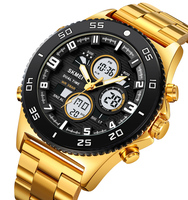 Montre de luxe pour homme SKMEI 2205 avec mouvement SEIKO, bracelet en acier inoxydable, étanche 50 m, alarme, mode, double fuseau horaire