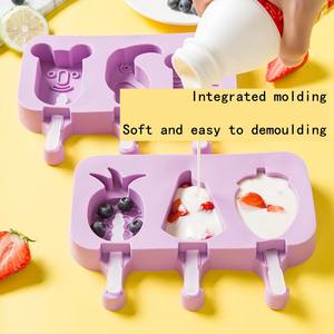 Mor tavşan dondurma silikon kalıpları DIY sevimli karikatür mor Popsicle kalıp pençe kardan adam kek Pop kalıpları buz - Product Image 5