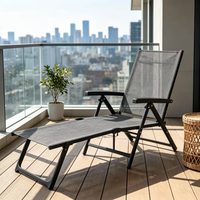 Chaise longue de patio réglable de haute qualité, design multi-positions, textile respirant durable, chaise inclinable pliable pour l'extérieur