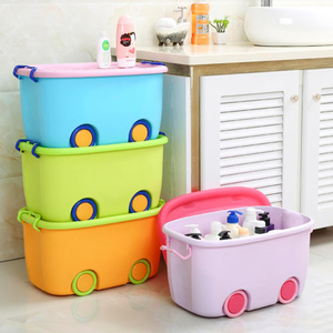 Large Plastic Storage Containers Wheels Handles Cute Macaron Color KidsToys Storage Boxes <b>Bins</b> Factory Own Design PP Material - Product Image 5