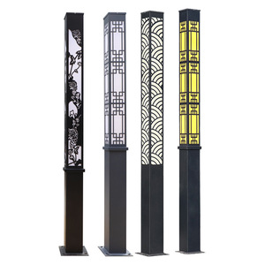 Lampadaire de jardin extérieur en métal LED 2700K blanc chaud IP66 non-démontable AC 220V avec détecteur de mouvement solaire et variateur d'intensité - Product Image 1