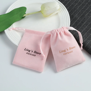 <b>Hot</b> Selling Custom Pink Velvet Jewelry Container 7*9cm Anniversary Velvet Pouch for Conferences and Gift Packaging - Product Image 5