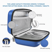 Étui isotherme portable pour insuline, personnalisable avec logo, résistant aux chocs, en EVA, avec 2 blocs réfrigérants bleus