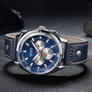 Reloj de hombre con calendario y día de la semana, esfera de cuero genuino, reloj de pulsera de cuarzo - Product Image 2