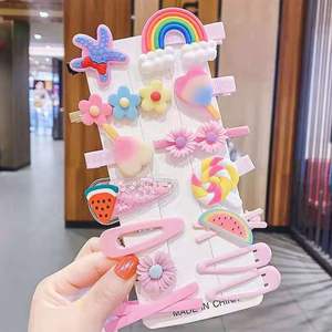 Nieuwe Mode Kinderen Plastic Bloemen Fruit Schattige Haarspeldjes Set Meisje Lief Cartoon Regenboog Haarclip Set Kinderaccessoires - Product Image 6