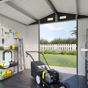 Le hangar <span class=keywords><strong>de</strong></span> <span class=keywords><strong>jardin</strong></span> <span class=keywords><strong>en</strong></span> acier peut servir <span class=keywords><strong>de</strong></span> garage pour ranger les outils, offrant une protection contre le vent et la pluie. - Product Image 4