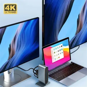 12 trong 1 Docking Station PD 100W USB C HUB Loại C để HDTV <span class=keywords><strong>adapter</strong></span> 4K 30Hz <span class=keywords><strong>VGA</strong></span> RJ45 USB 3.0 Hub USB Splitter cho máy tính xách tay MacBook - Product Image 4