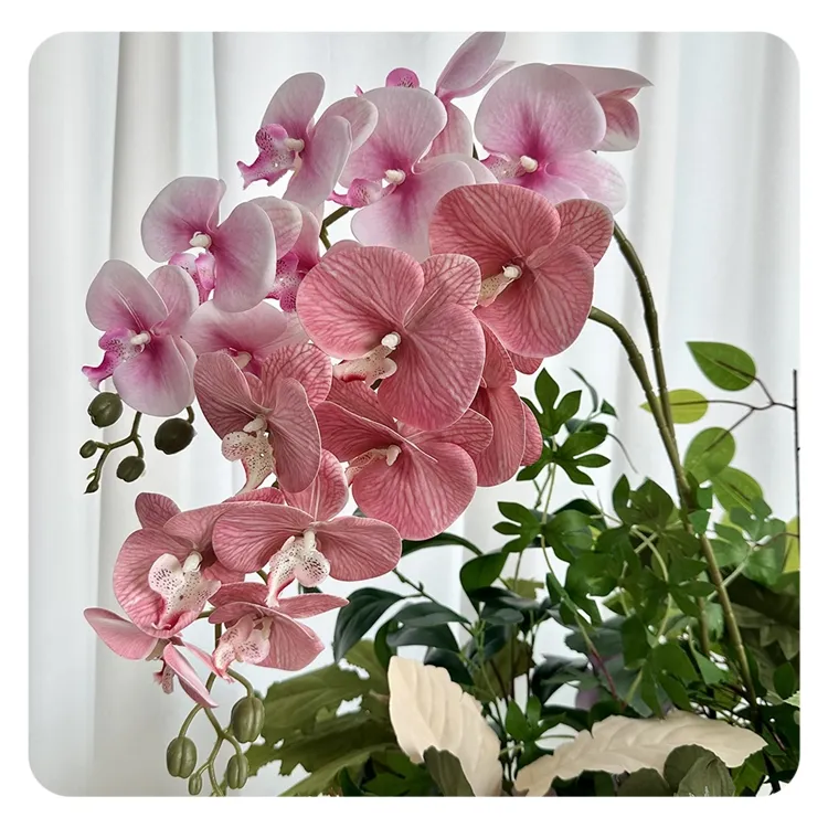 Flor de orquídea Phalaenopsis, flor de látex artificial de orquídea, toque real, cabeça de orquídea azul para casamento, ornamento de mesa DIY, venda imperdível