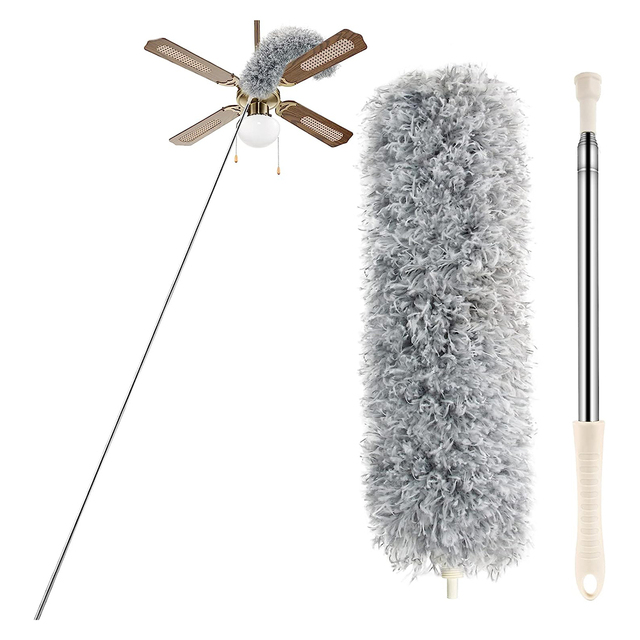 New Arrival 100 Inch Telescopic Pole Extendable Microfiber Feather Ceiling Rod Fan Dust duster for Home Cleaning