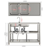 Fournisseur d'équipements de cuisine commerciale pour restaurants, table de travail en acier inoxydable avec évier et plateau