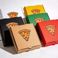 Boîtes à pizza en carton ondulé pour emballage alimentaire avec logo personnalisé, vente en gros directe d'usine, faible MOQ pour la livraison à emporter des restaurants