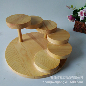 Solid Wood Rotating Platter For Hot Pot Restaurant Hotel Sushi <b>Stand</b> <b>Vegetable</b> Display Abstract Design Natural Wood Grain - Product Image 2
