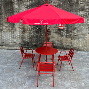 Parasol d'extérieur en tissu réglable avec logo personnalisé pour cour, bord de mer, plage, café commercial, colonne centrale - Product Image 1