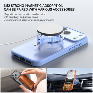 <span class=keywords><strong>เคส</strong></span>โทรศัพท์แม่เหล็ก N52 แบบเต็มตัว ผิวด้าน สำหรับ <span class=keywords><strong>iPhone</strong></span> 17 18 ซีรีส์ ป้องกันแรงกระแทก ผลิตจากวัสดุ TPU+PC แบบไฮบริด  ผิวสัมผัสนุ่ม โปร่งแสงบางส่วน - Product Image 2