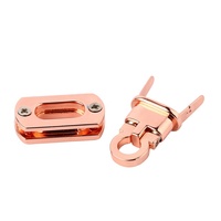 Serrure à torsion de sac à main de luxe en alliage de zinc en or rose | Fermoir de sac carré avec fixation à vis pour matériel de fermeture de sac à main