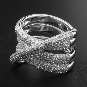 Prodotti di tendenza 2022 anelli d'argento aaaaa zirconi cubici gioielli bling lusso diamante s925 fedi nuziali promessa per ragazze