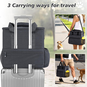 Sacs de voyage pour animaux de compagnie personnalisés en gros, approuvés par les compagnies aériennes, sacs de voyage écologiques pour nourriture pour chiens avec bols pliables - Product Image 5