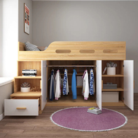 Modern Nice Custom izable Holz MDF Single Double Storage Etagen bett mit Kleider schrank Treppen Booshelf Schrank Kleider schrank