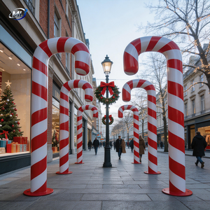 Large Candy Cane Sculpture Red <b>White</b> Fiberglass Holiday Decoration Christmas Event Display - Product Image 6