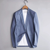 Costume en lin grande taille personnalisé pour hommes Veste de costume d'affaires décontracté en lin vintage coupe ajustée pour hommes