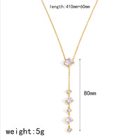 Kalung Wanita Baja Anti Karat Lapis Emas 18k, Kalung Panjang Zirkon Mewah Ringan untuk Pesta Wanita