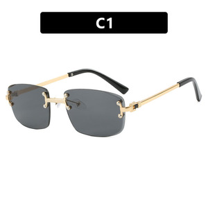 High Quality Fashion for Over Size <b>Square</b> Rimless Women's <b>Sunglasses</b> Trendy Metal Frame % UV Protection Shades - Product Image 2