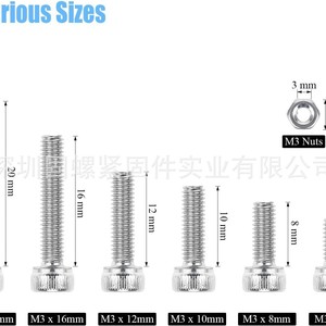 Baiguluo M3 Hex Socket Head Cap Screws Nuts Kit 304 Stainless Steel 360pcs DIN912 Grade A Durable - Product Image 2
