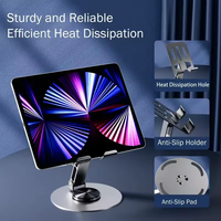 Support de téléphone en alliage d'aluminium entièrement rotatif à 360 degrés et support universel pour téléphone portable et tablette pour lit et table