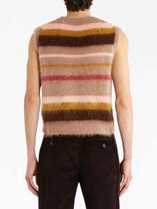 Vente en gros de crochet ajusté pull à rayures dégradées gilet en mohair haut pour homme tricoté sans manches - Product Image 2