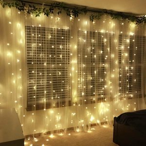 Guirnalda de Luces <span class=keywords><strong>LED</strong></span> de Cortina de Hadas de 3x3m, <span class=keywords><strong>300</strong></span> <span class=keywords><strong>LED</strong></span>, Enchufe para EE. UU., Reino Unido, Australia y UE, 29V, Bajo Voltaje, 8 Modos, Decoración de Interiores y Exteriores para Dormitorio - Product Image 2