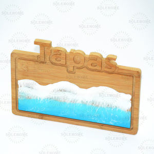 <span class=keywords><strong>Planche</strong></span> à <span class=keywords><strong>tapas</strong></span> en résine de bambou de taille personnalisée avec plateau de service élégant au design de vague océanique pour un divertissement élégant - Product Image 5