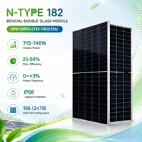 Fournisseur OEM de panneaux solaires bifaciaux à double vitrage 715W 740W N, boîte de jonction IP68 1500Vdc pour utilisation commerciale et industrielle