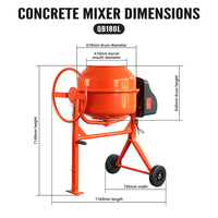 Moteur électrique compact Jiqian 850W 180L, bétonnière portative pour sable et ciment, haute efficacité 2M/H, garantie 1 an, usage construction