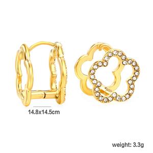 Pendientes de Aro de Acero Inoxidable con Baño de Oro de 18K, Diseño Clásico de Moda, con Perlas y Circonitas en Forma de Flor y Corazón, para Mujer, Venta al por Mayor - Product Image 2