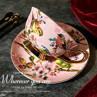 Ensemble tasse et soucoupe en porcelaine fine, motif oiseaux champêtres de style européen, service à thé de l'après-midi en céramique, tasse à thé noir haut de gamme individuelle