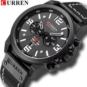 Drioshipping Montre à quartz de luxe pour hommes avec bracelet en cuir, boîtier en alliage tendance, chronographe pour vêtements d'affaires - Product Image 5