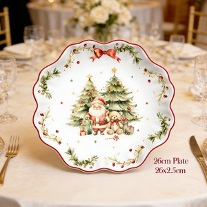 Platos <span class=keywords><strong>de</strong></span> Cena Navideños Personalizados LovingHome, Diseño <span class=keywords><strong>de</strong></span> Lazo Rojo Pintado a Mano, <span class=keywords><strong>Vajilla</strong></span> <span class=keywords><strong>de</strong></span> Cerámica con Temática Festiva - Product Image 3