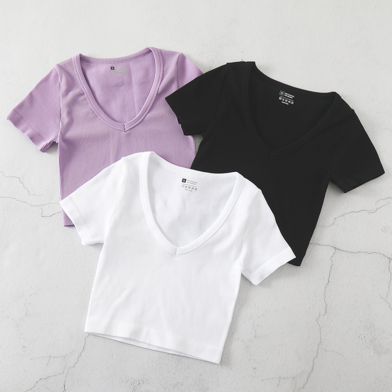 V Neck Slim Fit Ribbed Seamless Short Sleeve Top Quick Dry For Fitness Outdoor Running Casual Wear Yoga Tailored Top For Women