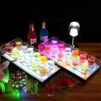 Articles de Bar en Acrylique Créatif LED Présentoir à Verres, Support à Bouteilles de Vin, Porte-Verres à Cocktail, Plateau de Service pour Shots, Porte-Bouteilles