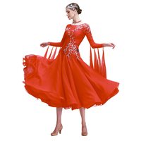 B-24215 personnalisé nouvelle robe en strass standard de danse de salon café de haute qualité en mousseline de soie longue robe de danse de salon à vendre